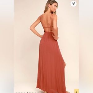 Lulu’s Rusty Rose Lost in Paradise Maxi Day Dress - Size Medium